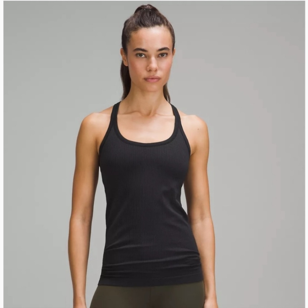 Lululemon Black Ebb To Street Ribbed Tank Top Racerback Built in Bra 6